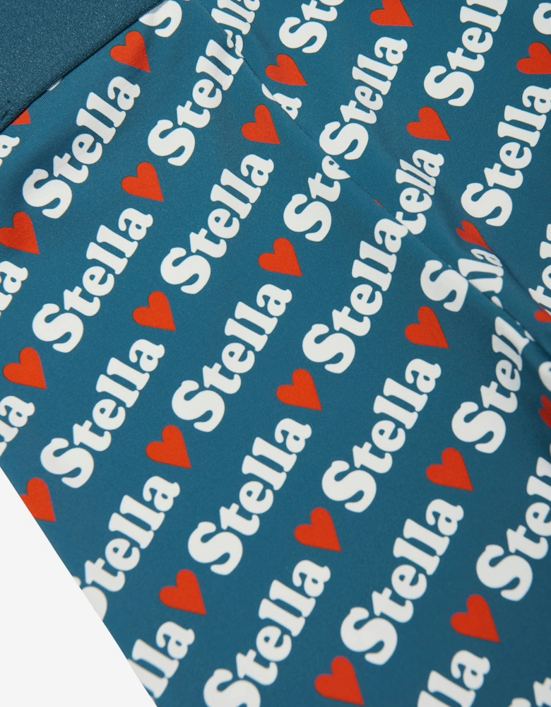 Girls Heart Logo Leggings in Blue