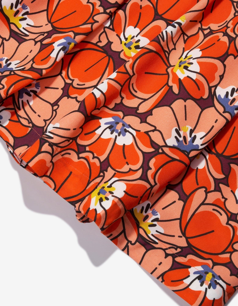 Girls Boke Flower Dress in Orange