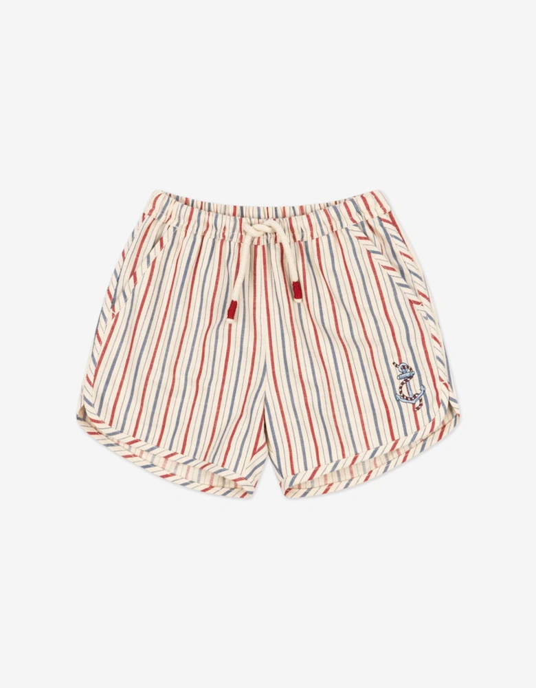 Boys Marlon Striped Shorts in Ivory