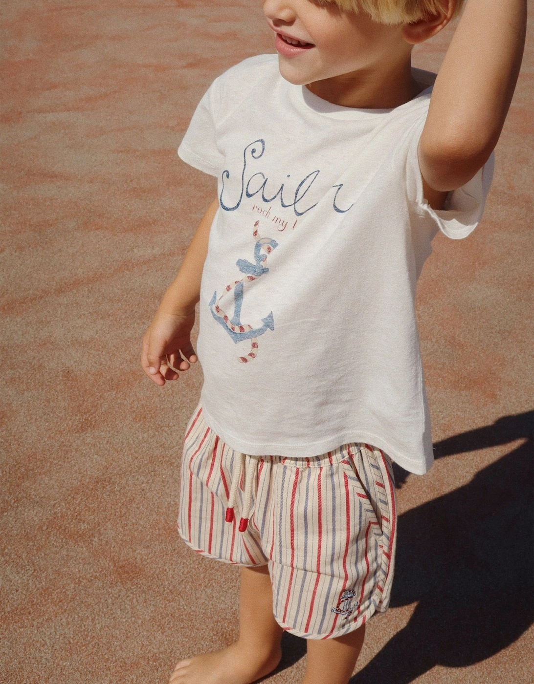 Boys Marlon Striped Shorts in Ivory