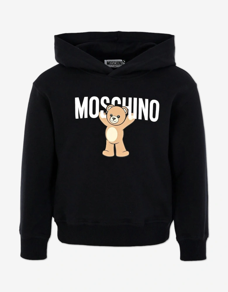 Kids Teddy Bear Logo Hoodie in Black