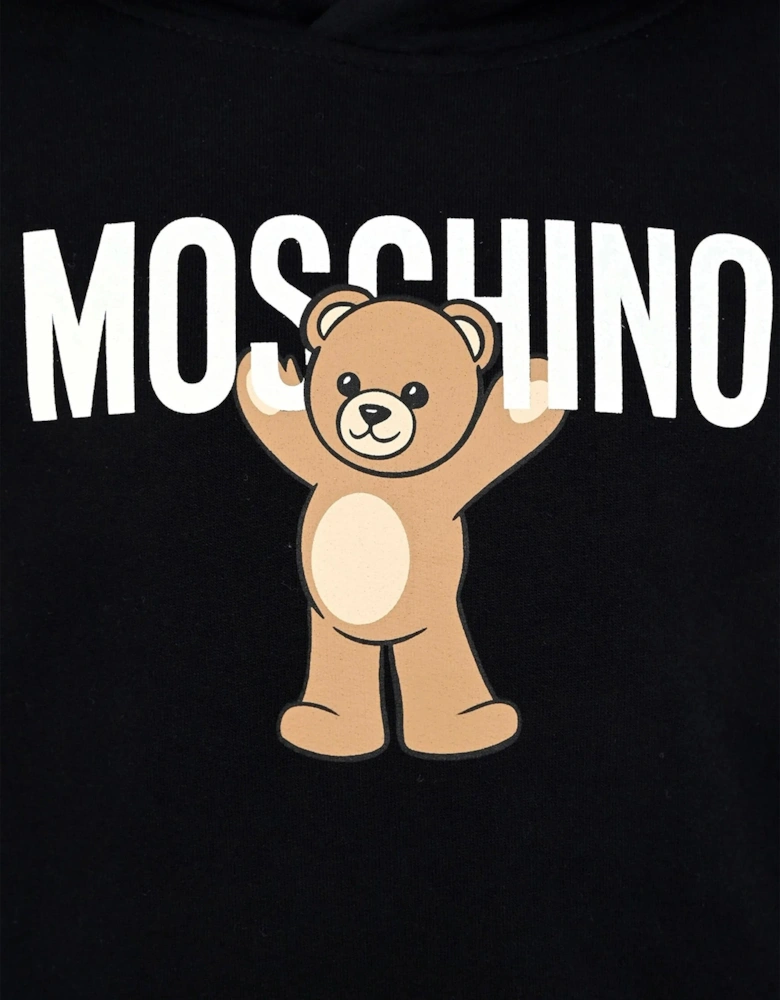 Kids Teddy Bear Logo Hoodie in Black