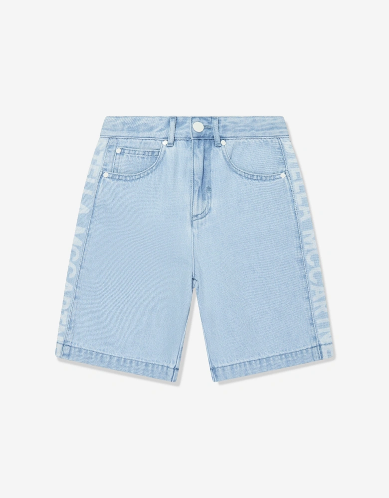 Boys Logo Denim Shorts in Blue