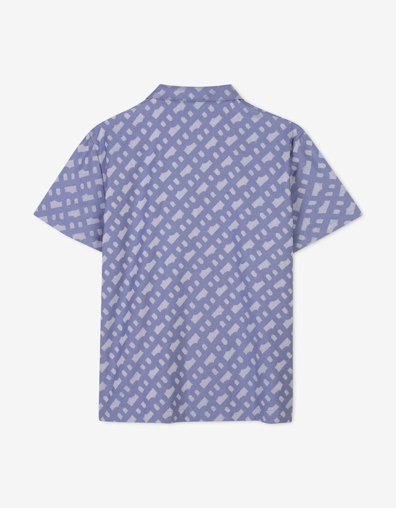 BOSS Boys Jacquard Monogram Shirt in Blue