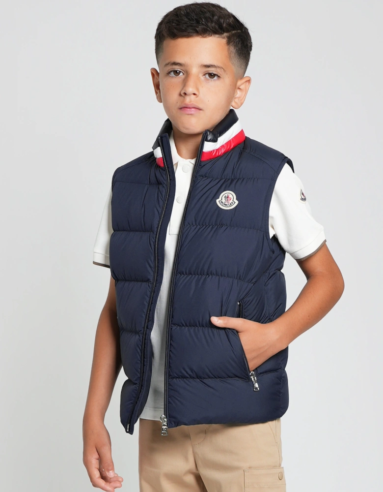 Enfant Boys Down Padded Merab Gilet in Navy