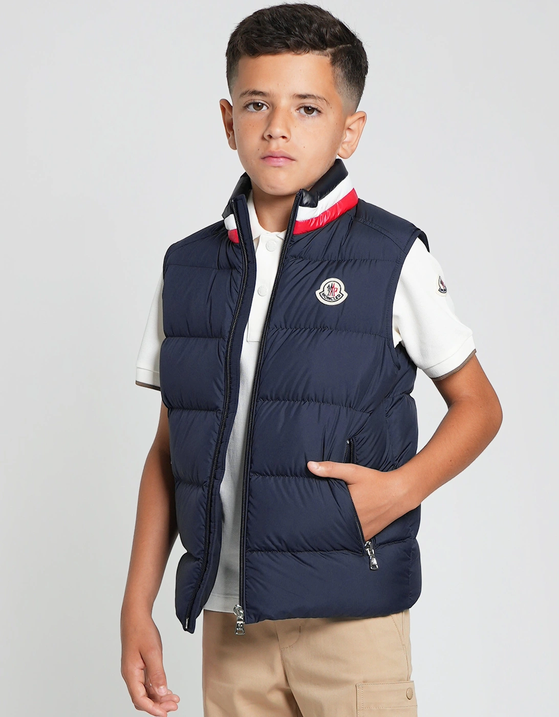 Enfant Boys Down Padded Merab Gilet in Navy, 6 of 5