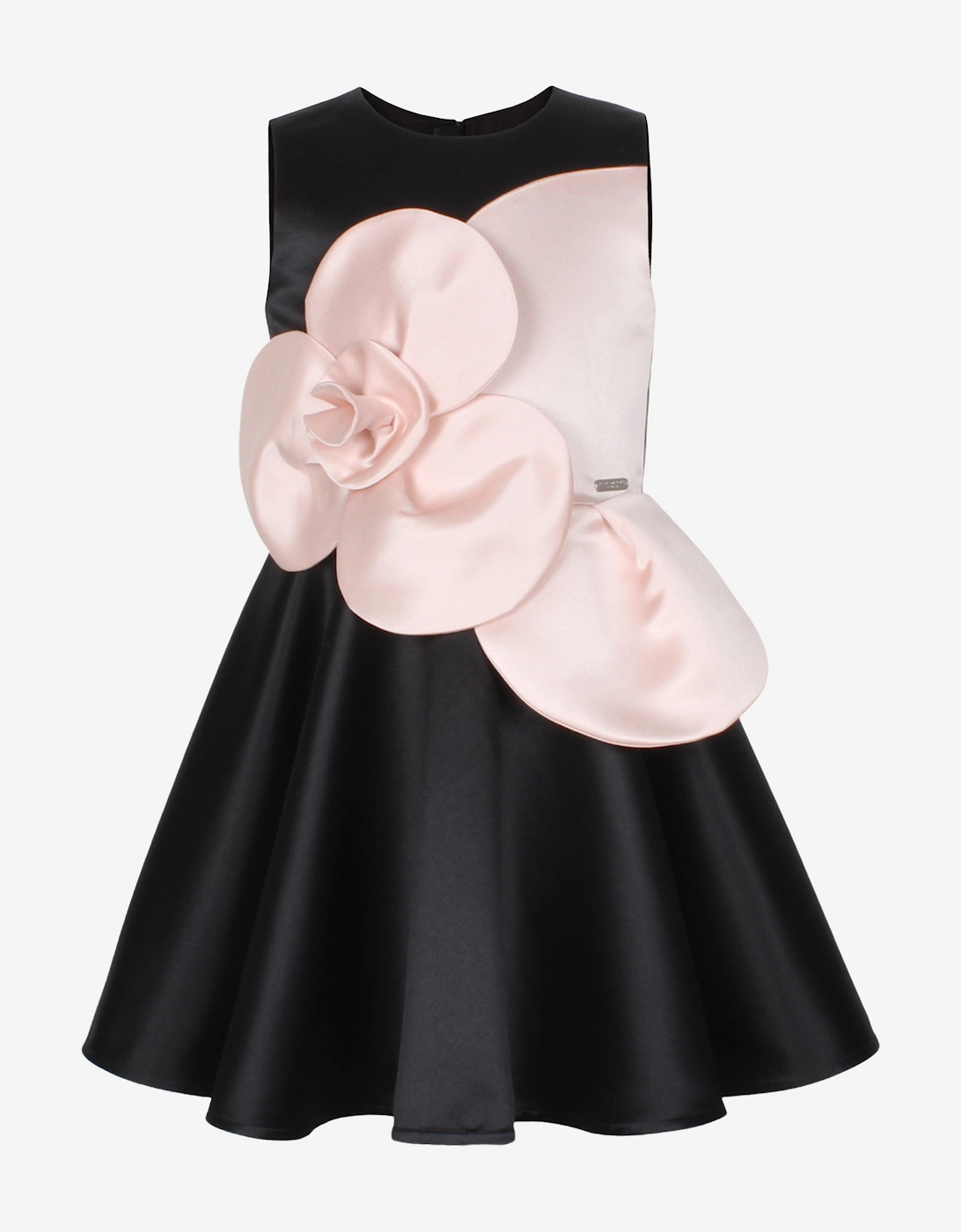 Girls From Bud To Bloom Satin Flower Dress in Black, 5 of 4