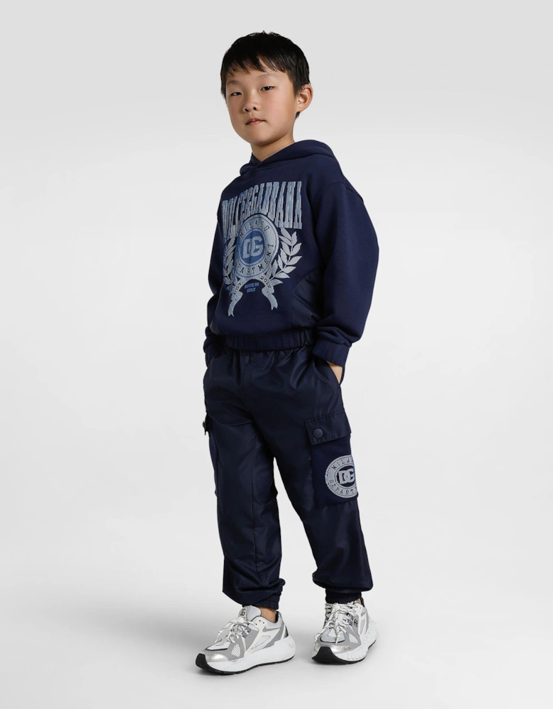 Boys Logo Hoodie in Navy