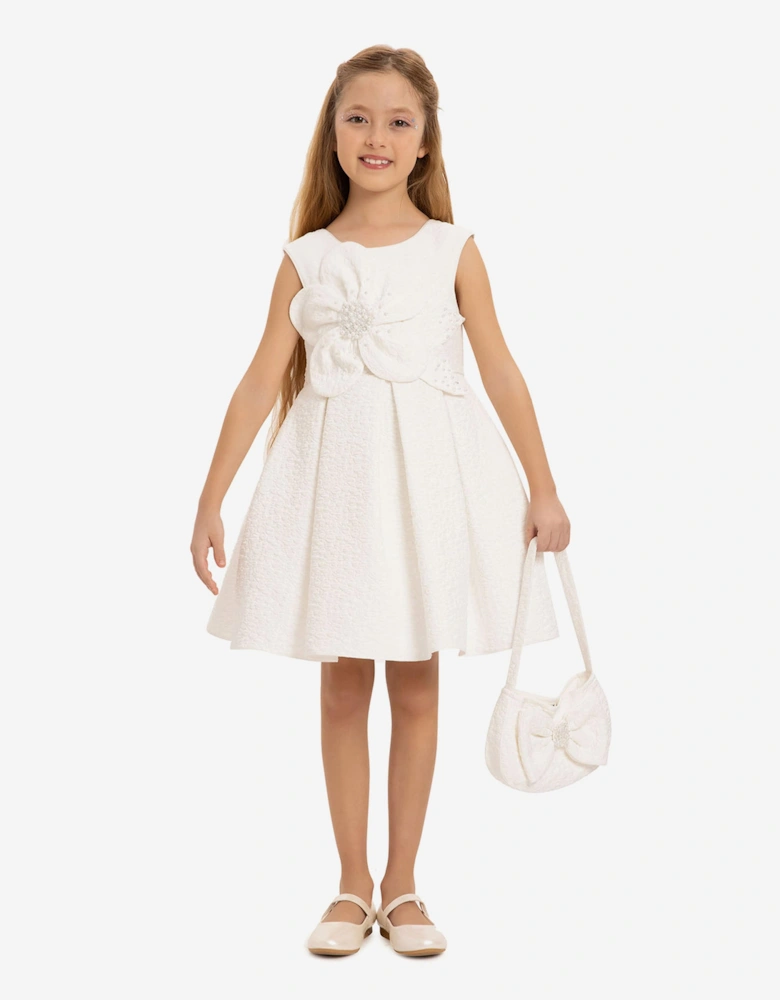 Girls Dress with Matching Bag in White