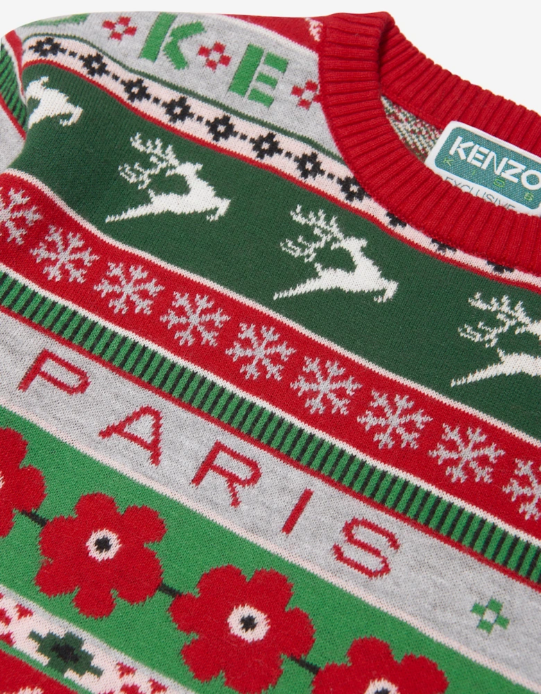 Girls Seasonal Knitted Dress in Red