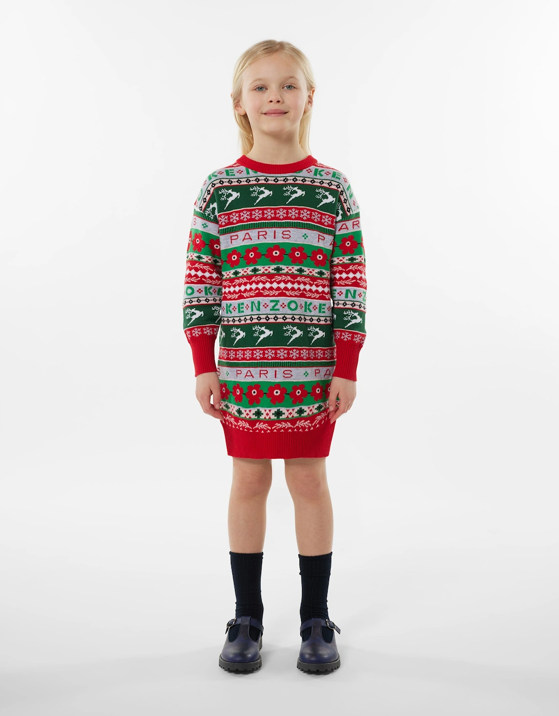 Girls Seasonal Knitted Dress in Red