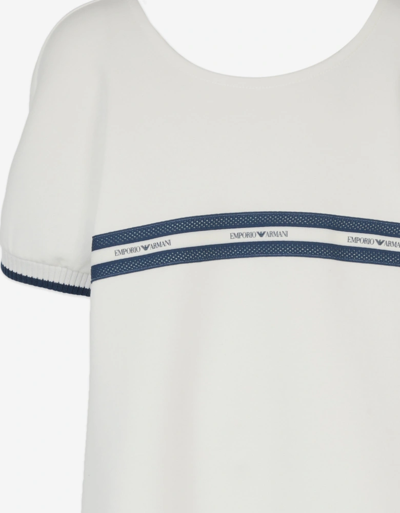 Girls Logo Tape Dress in White