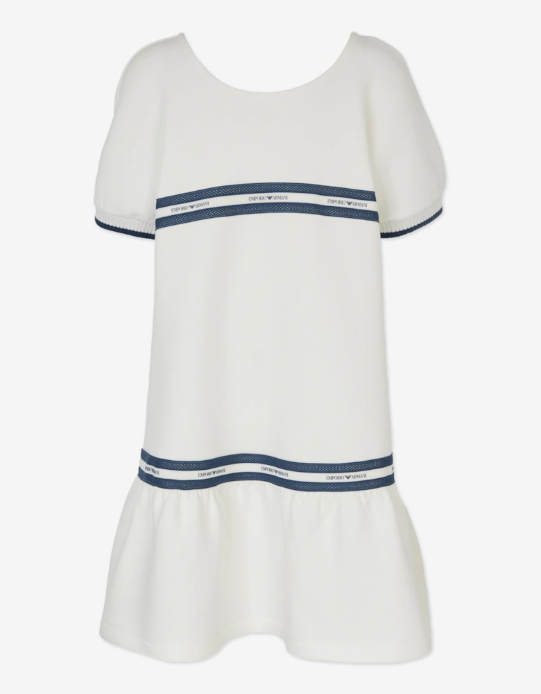 Girls Logo Tape Dress in White