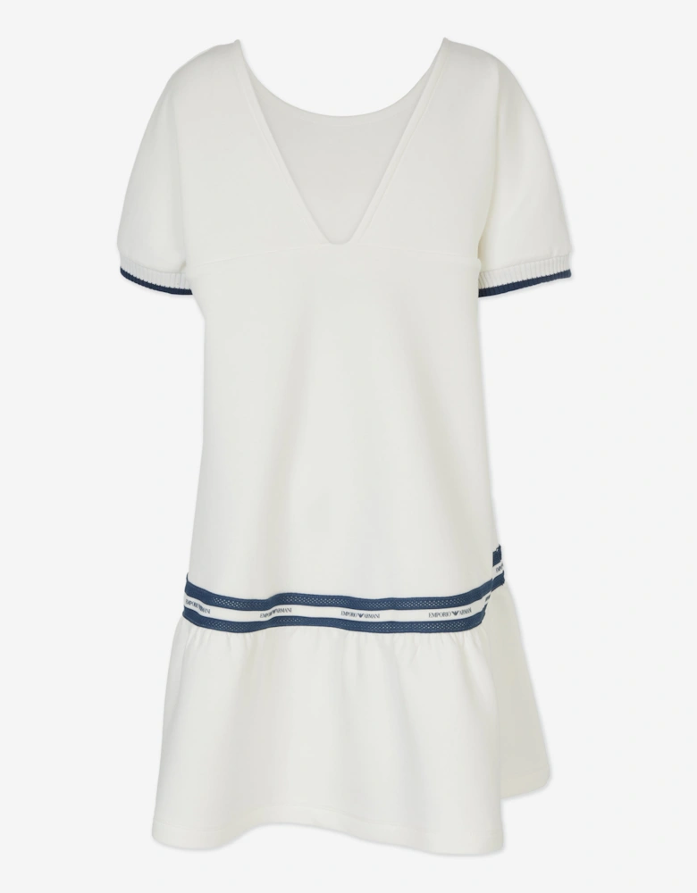 Girls Logo Tape Dress in White