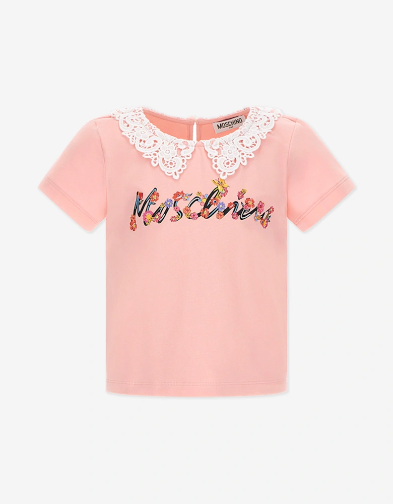 Girls Logo Print T-Shirt in Pink
