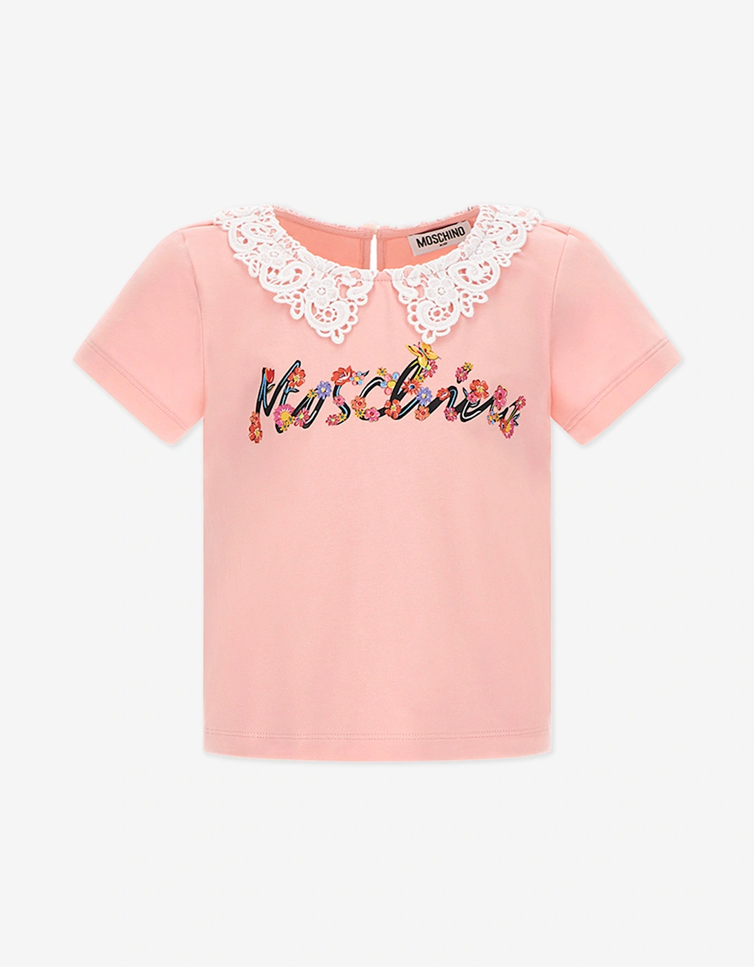 Girls Logo Print T-Shirt in Pink, 5 of 4