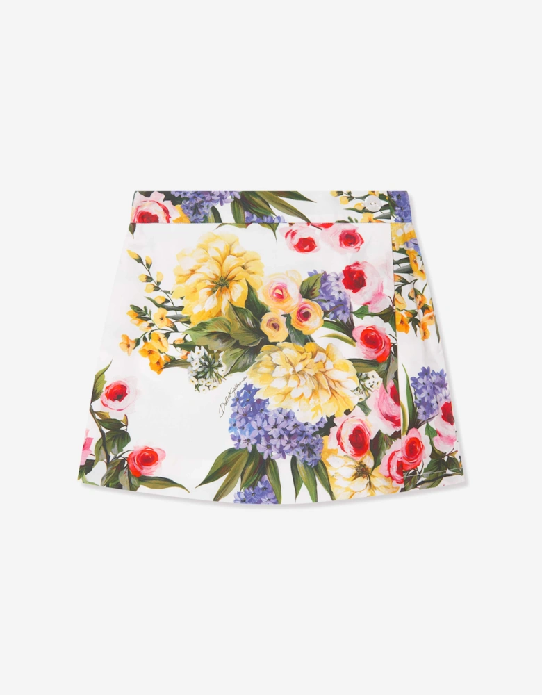 Girls Flower Print Skort in Multicolour