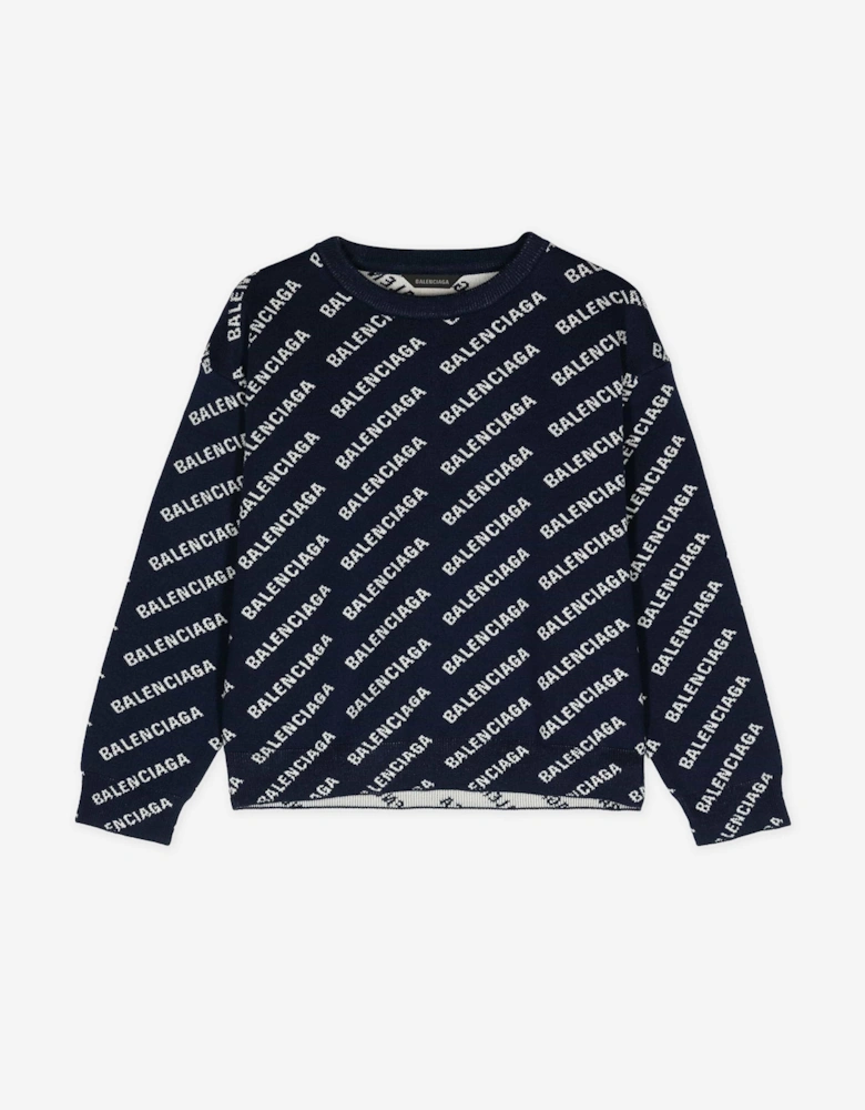 Kids All Over Logo Sweatshirt in Navy