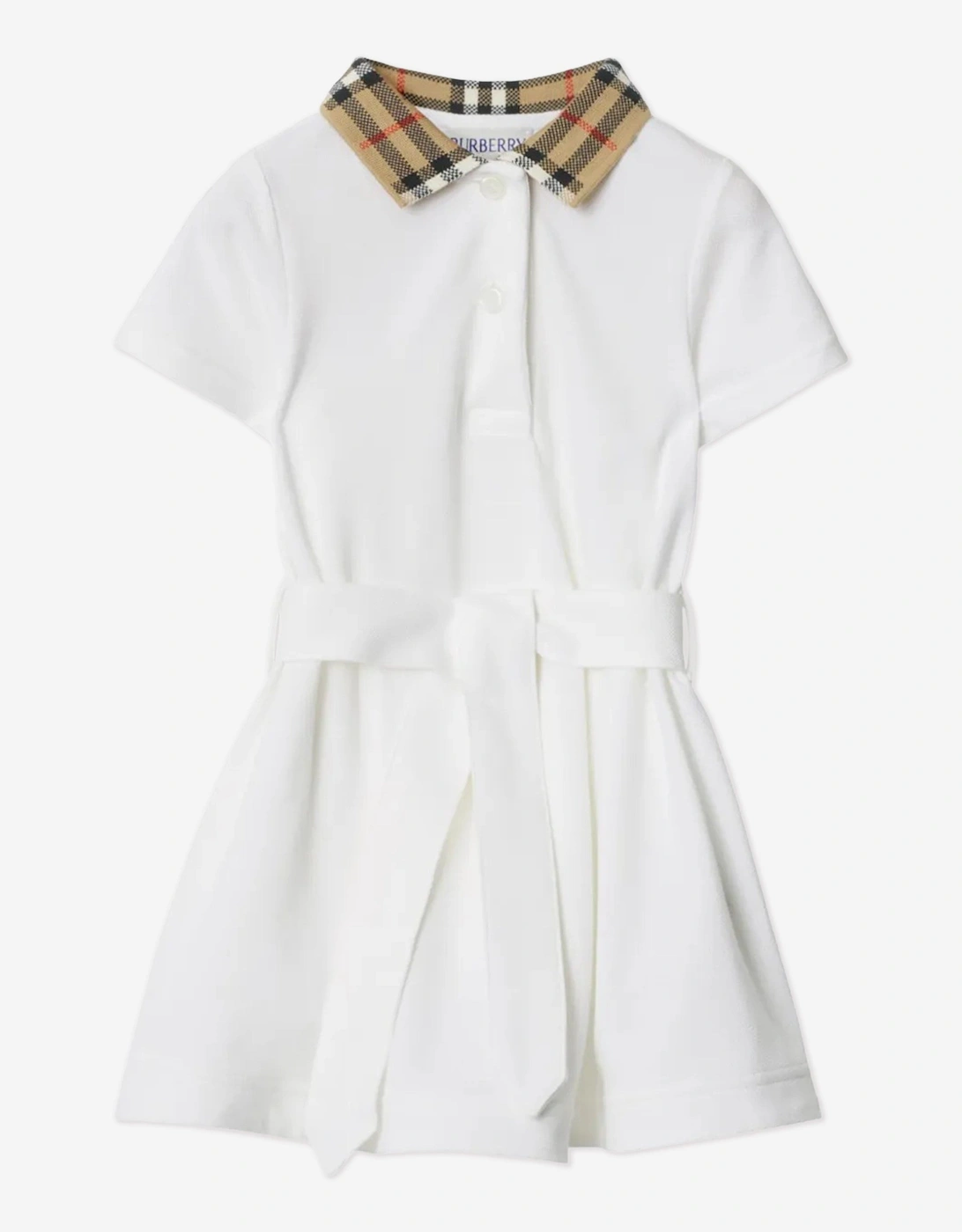 Baby Girls Check Collar Astrid Dress in White, 5 of 4