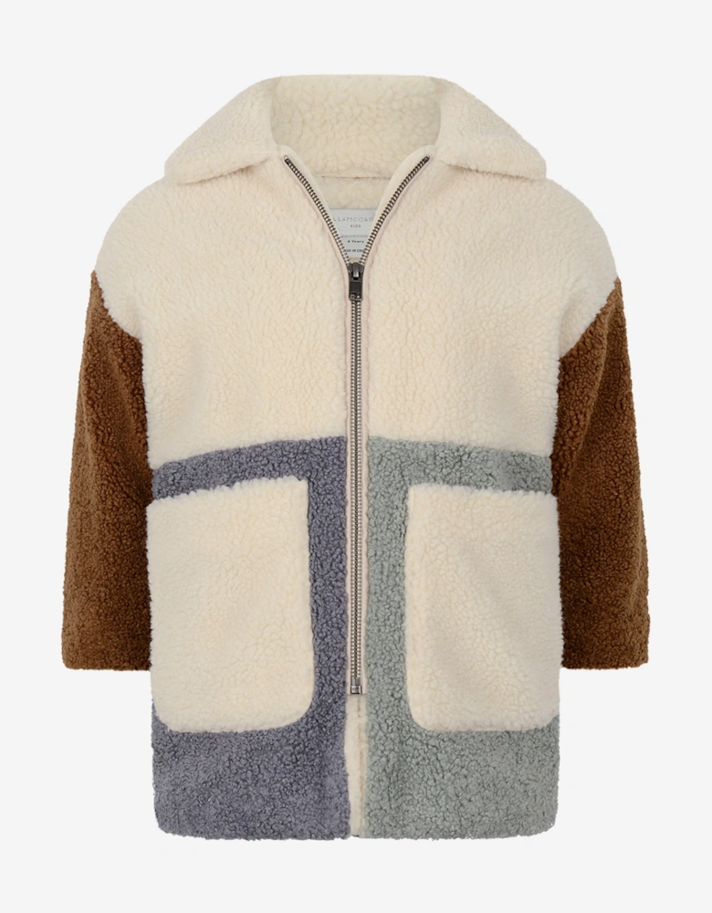Girls Ivory Patchwork Coat