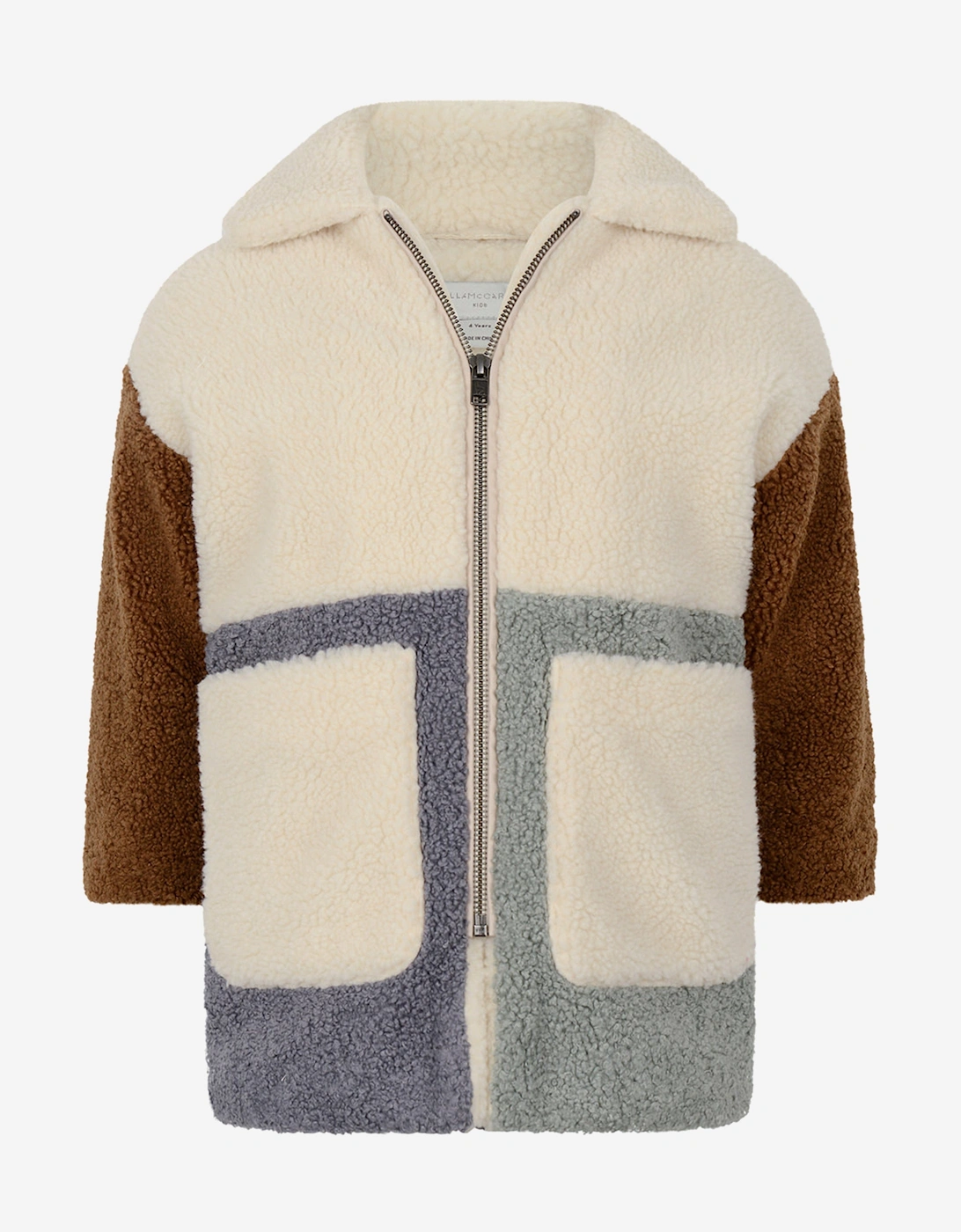Girls Ivory Patchwork Coat, 5 of 4