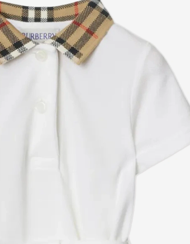 Baby Girls Check Collar Astrid Dress in White