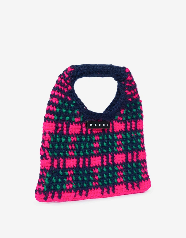 Girls Check Crochet Bag in Multicolour (25cm)