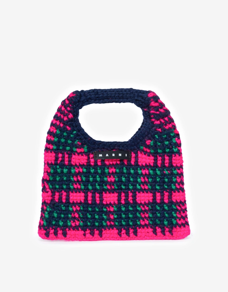 Girls Check Crochet Bag in Multicolour (25cm)