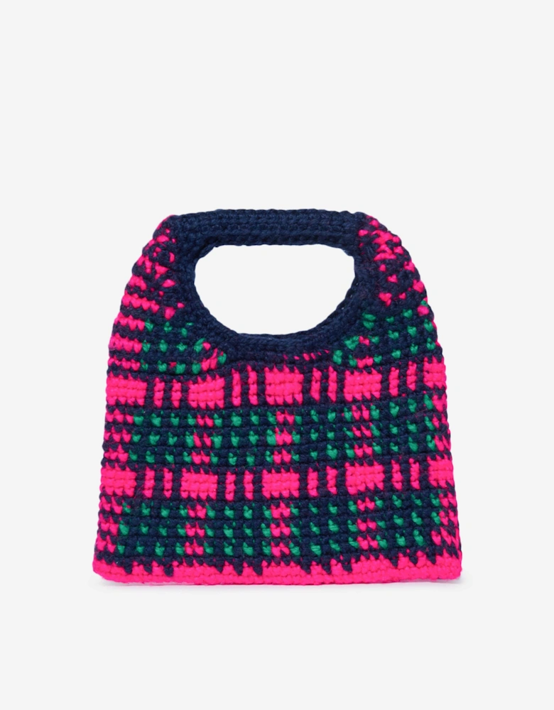Girls Check Crochet Bag in Multicolour (25cm)