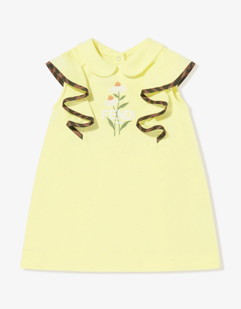 Baby Girls Flower Ruffle Dress in Yellow