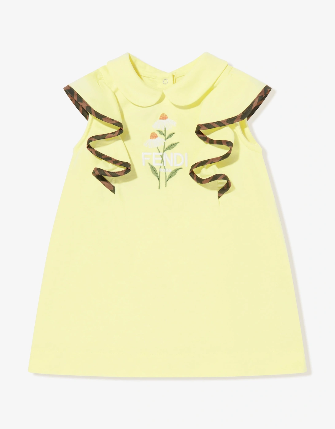 Baby Girls Flower Ruffle Dress in Yellow, 5 of 4