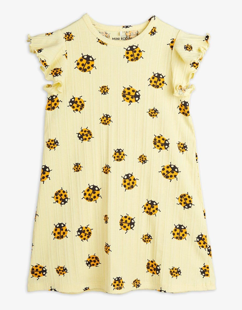 Girls Ladybugs AOP Wing Dress in Yellow