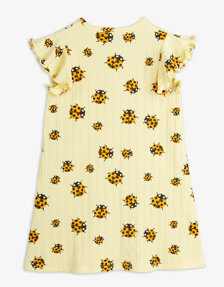 Girls Ladybugs AOP Wing Dress in Yellow