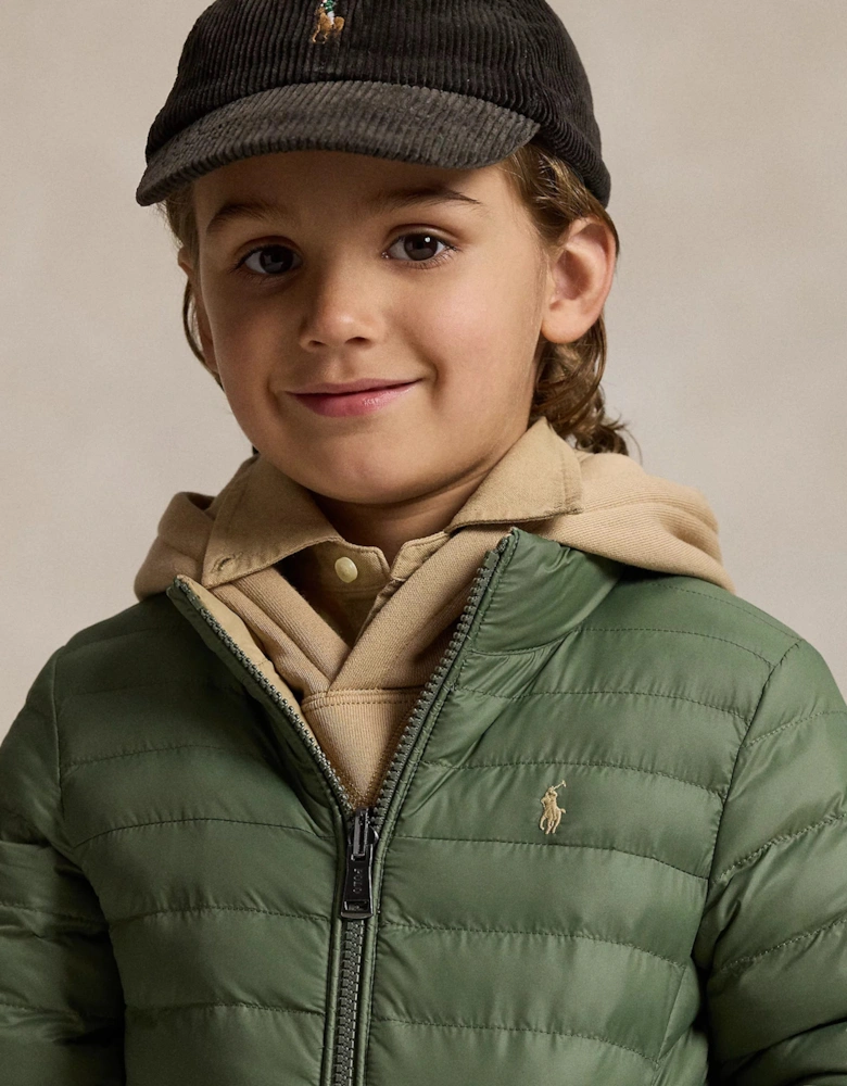 Boys Reversible Puffer Jacket in Beige