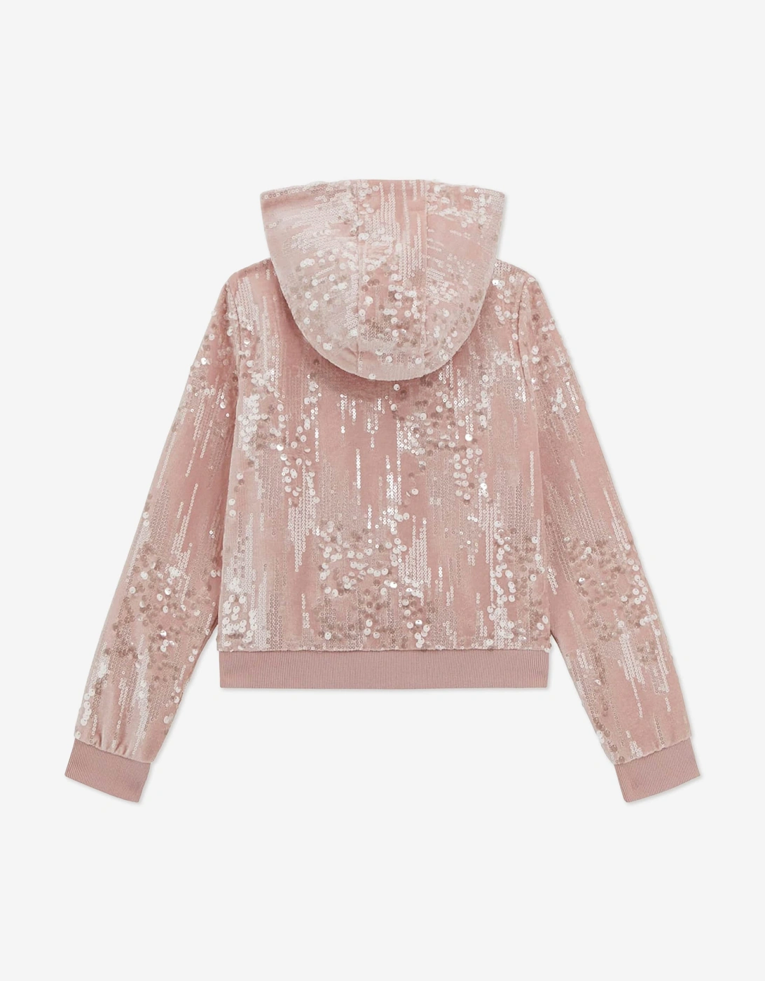 Girls Velvet Zip Up Top in Pink