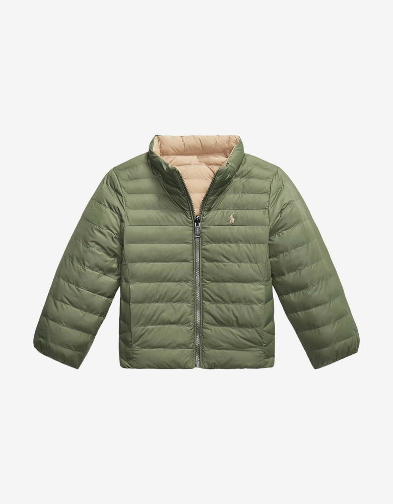 Boys Reversible Puffer Jacket in Beige