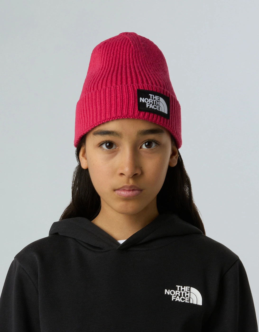 Kids Logo Box Cuffed Beanie in Pink