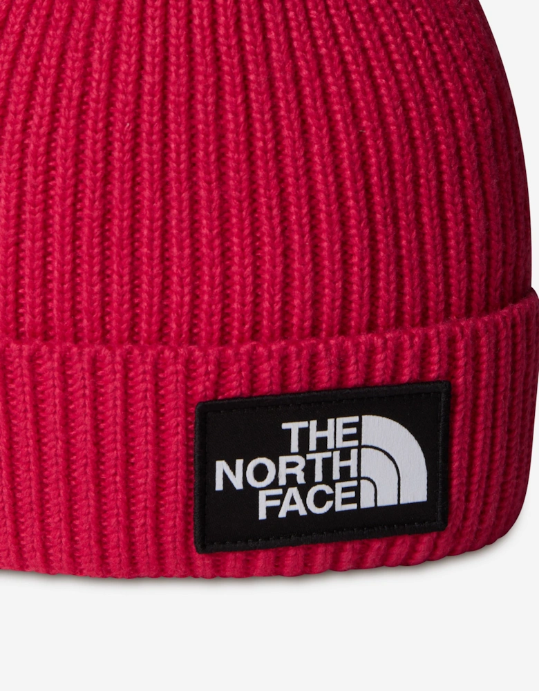 Kids Logo Box Cuffed Beanie in Pink