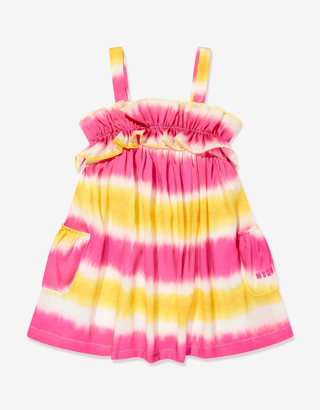 Girls Twill Striped Dress in Pink, 5 of 4