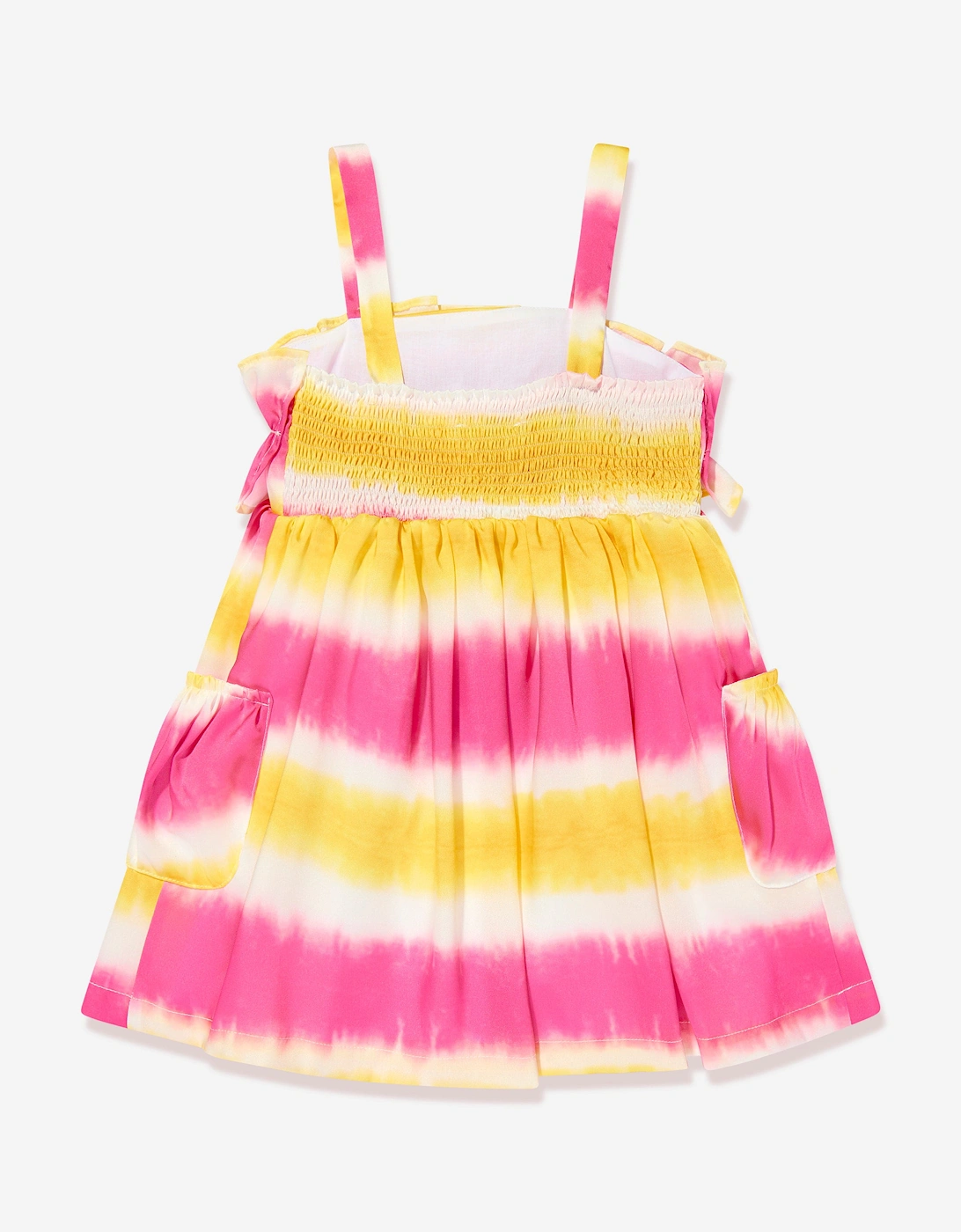 Girls Twill Striped Dress in Pink