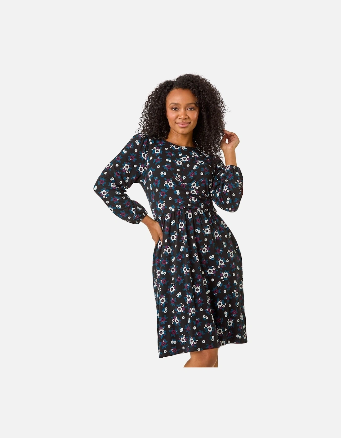 Petite Floral Twist Detail Short Dress, 2 of 1