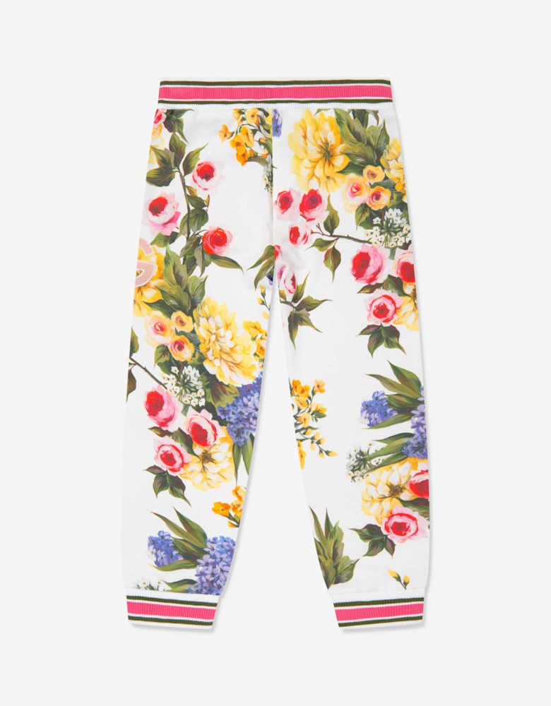 Girls Flower Print Joggers in Multicolour