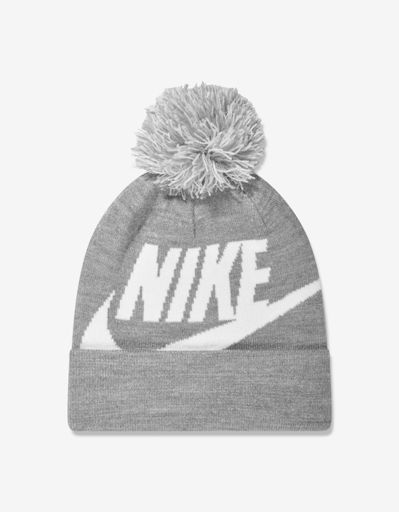 Boys Swoosh Pom Beanie and Glove Set in Grey