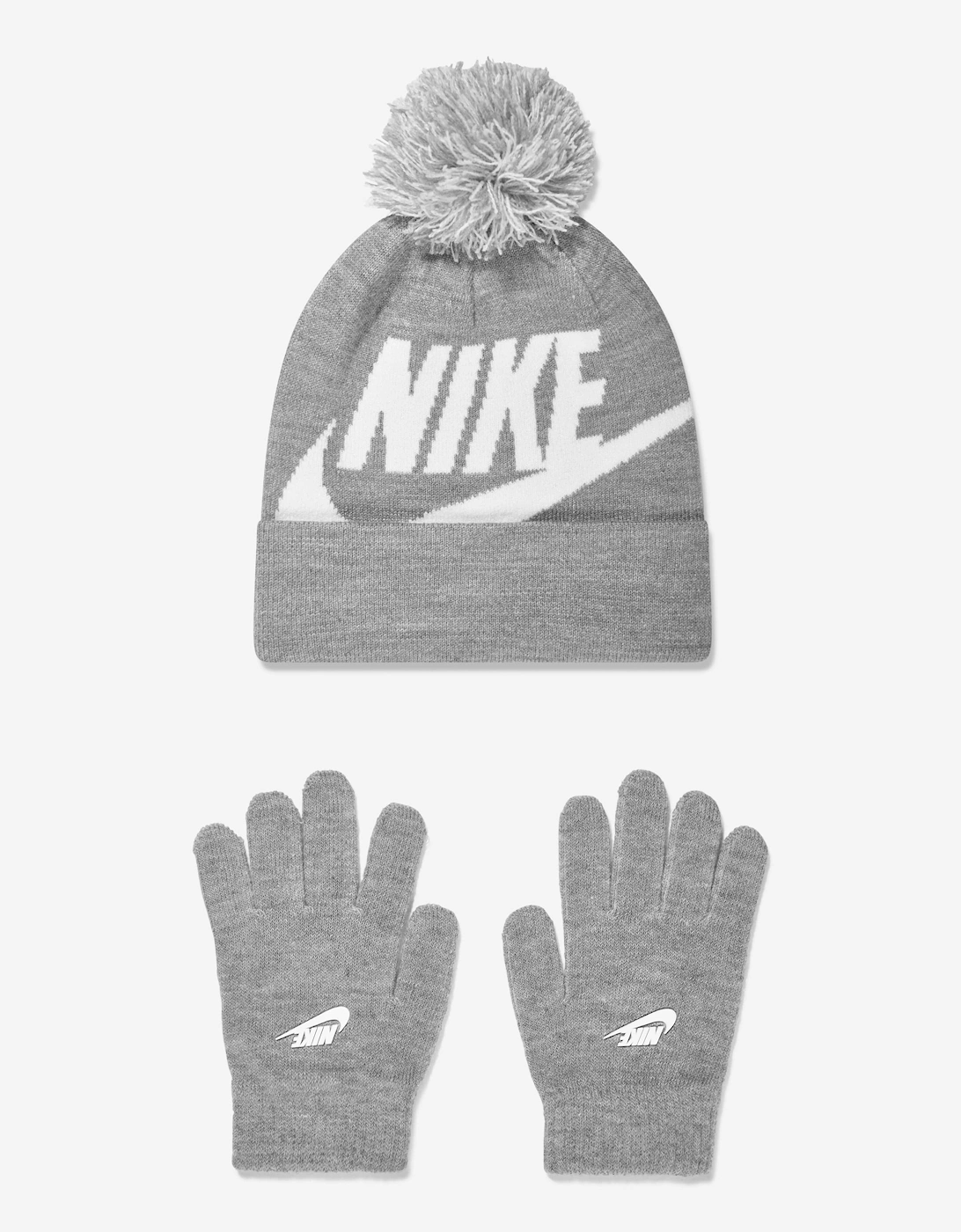 Boys Swoosh Pom Beanie and Glove Set in Grey, 6 of 5