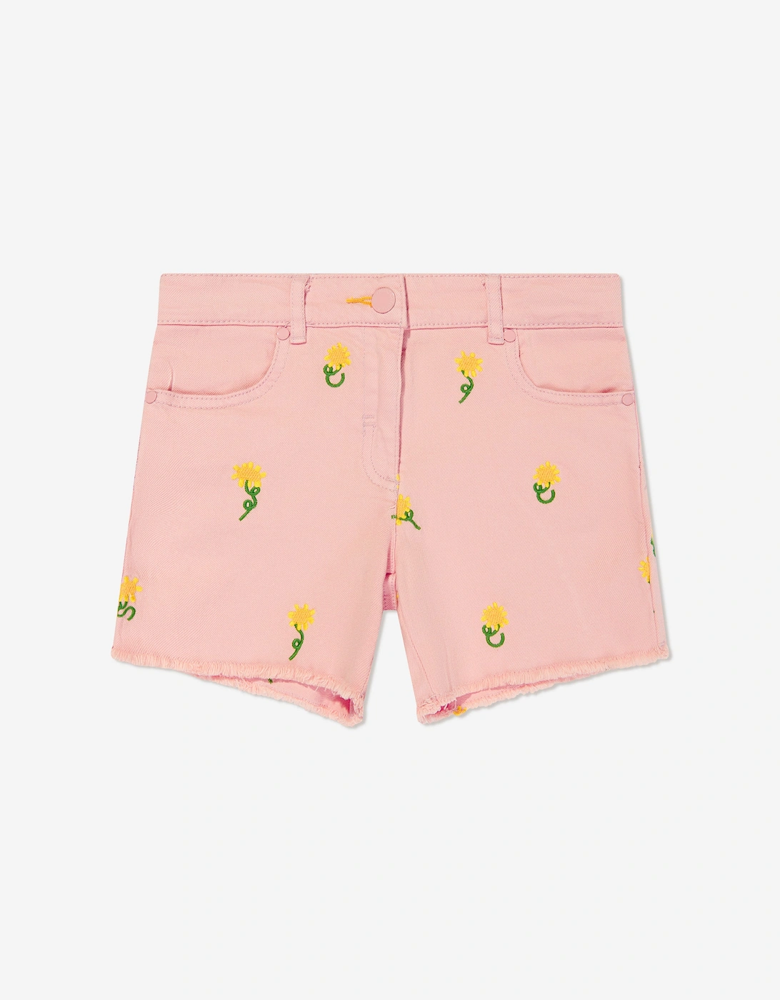 Girls Embroidered Flower Shorts in Pink, 5 of 4