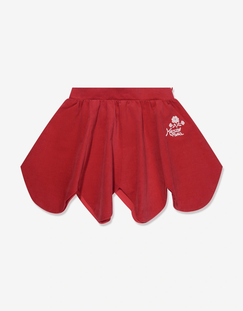Girls Palatine Velvet Skirt in Red