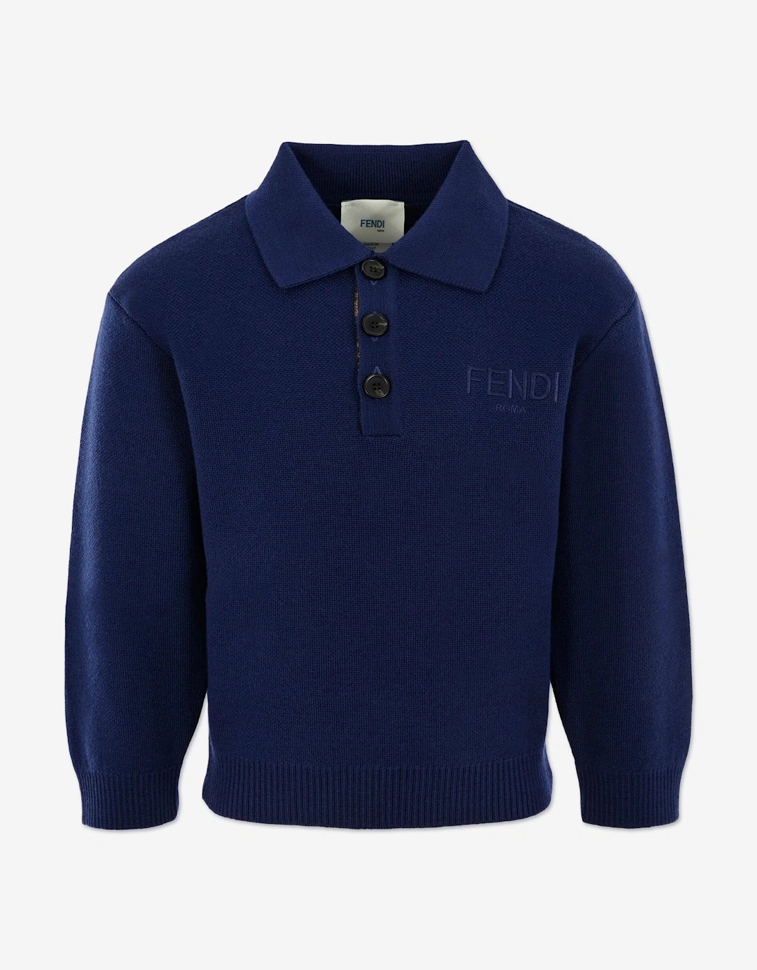 Boy's Fendi Boys Wool Knit Logo Sweatshirt in Navy - Blue - Size: 12 years