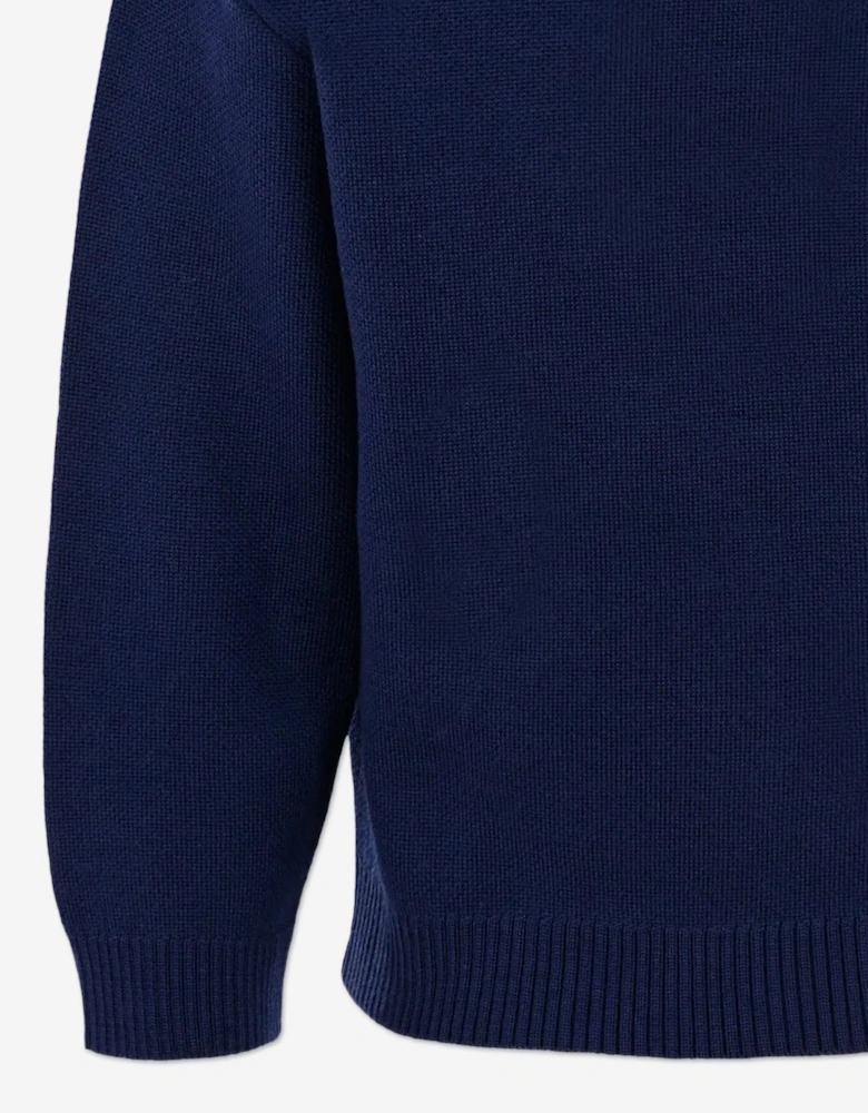 Boys Wool Knit Logo Sweatshirt in Navy