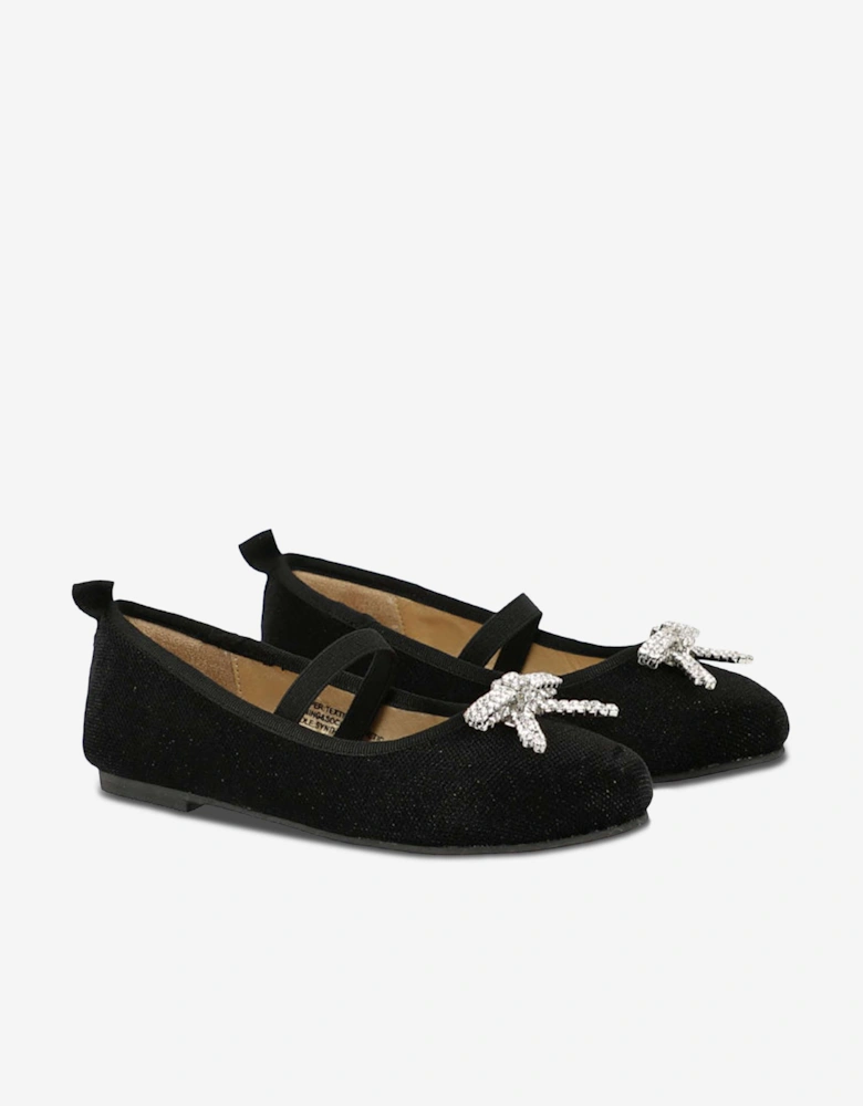 Angels Face Girls Sofia Diamante Bow Pumps in Black