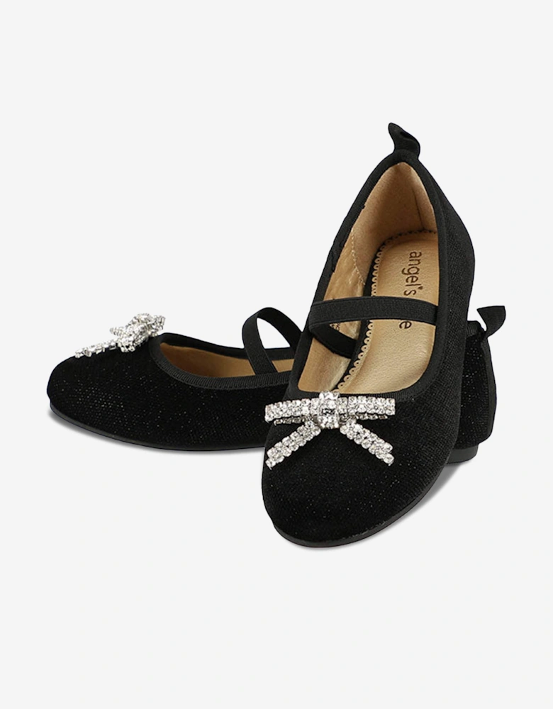 Angels Face Girls Sofia Diamante Bow Pumps in Black